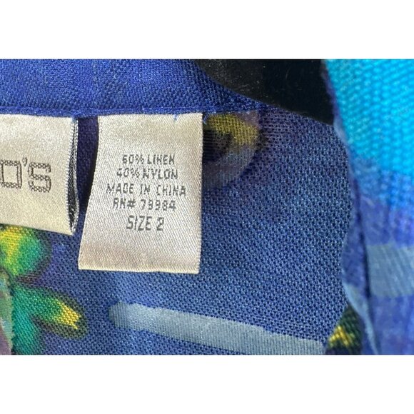 Chicos Womens Size 12 Button-Down Shirt Blue Multicolor Floral Chicos size 2 - Picture 3 of 6